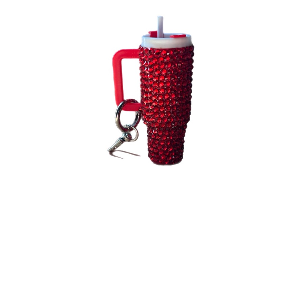 Sparkling Res Rhinestone Blinged Mini Cup Keychain/Lipstick Holder